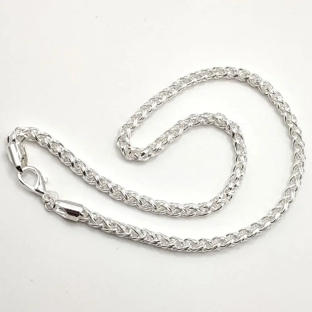 925 Silver Plated Necklace Braided Byzantine 6mm Valentines Birthday Gift NEW!